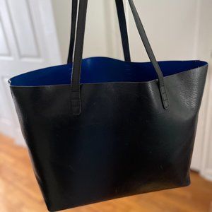 Mansur Gavriel Large Tote Black with Blue Interior